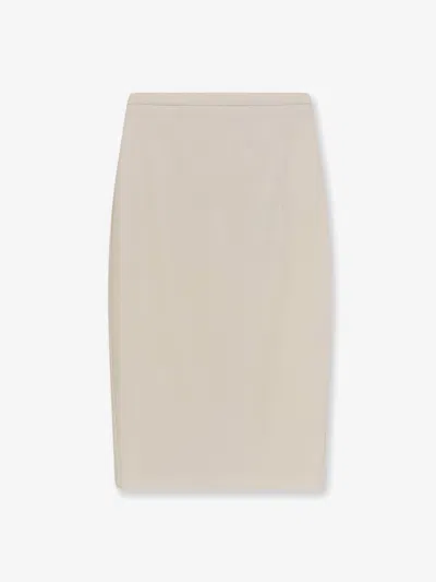Max Mara Mxmotre Stretch Virgin Wool Skirt In White