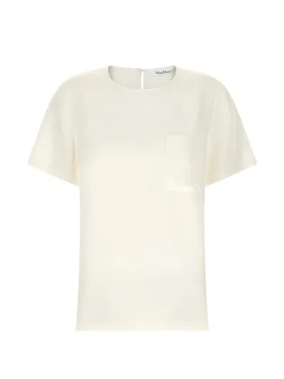 Max Mara Mxmpagano Embroidered Silk Blouse In White