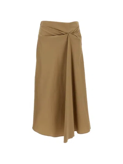 Max Mara Mxmpaggi Knot-detail Column Midi Skirt In Brown