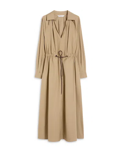 Max Mara Mxmpedaggi Drawstring Shirt Dress In Brown