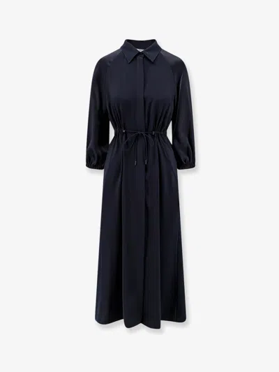 Max Mara Mxmpelota Long Silk Dress In Blue