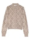Max Mara Ragno Sequin Embellished Virgin Wool Cardigan In Brown
