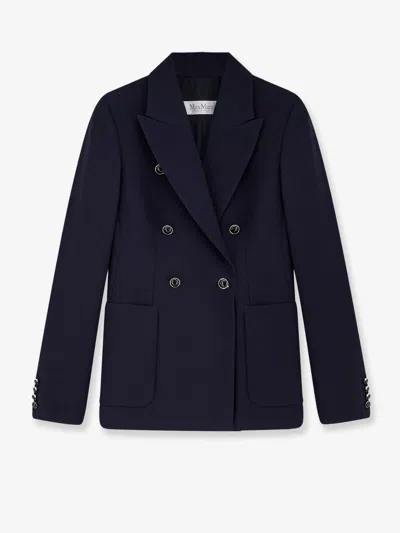 Max Mara Mxmricetta Virgin Wool Blazer In Blue