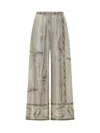 Max Mara Ivory Printed Silk Twill Mxmrive Fluid Trousers In Neutral