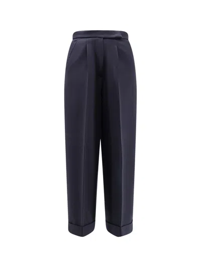 Max Mara Mxmrugiada Virgin Wool Trousers In Black