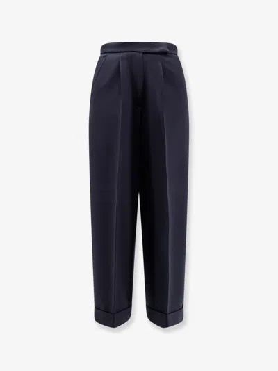 Max Mara Mxmrugiada Virgin Wool Trousers In Blue