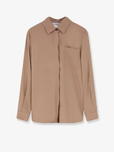 Max Mara Siamese Silk Tela Shirt Long Sleeves In Brown