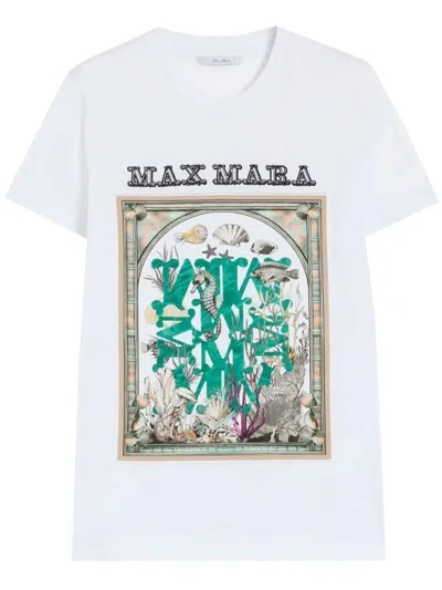 Max Mara Graphic Crew Neck Top Nylon Silk Blend In Green