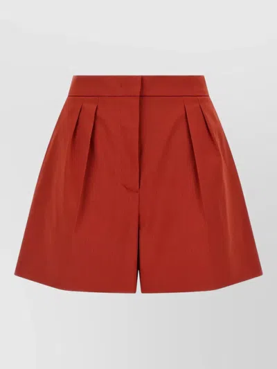 Max Mara Mxmtabacco Shorts Belt Loops Pleated Design In Brown