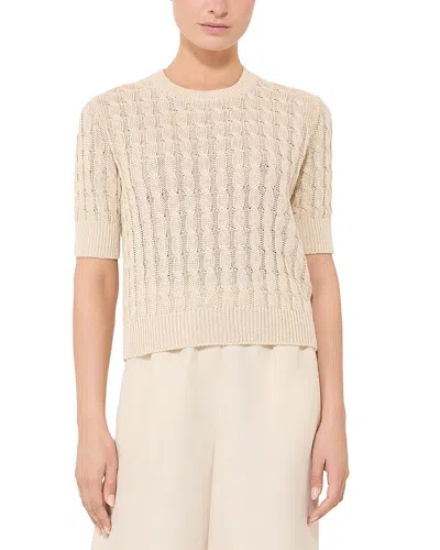 Max Mara Mxmtalamo Linen Cable Knit Top In Multi
