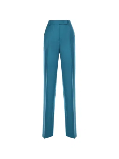 Max Mara Tailored Mohair And Silk Trousers In Blue
