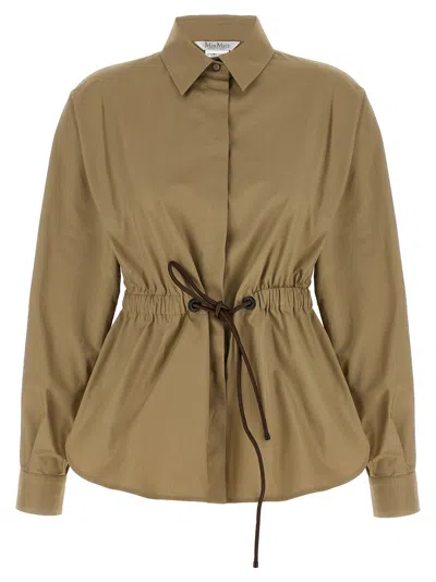 Max Mara Mxmtazzina Cotton Poplin Kimono Shirt In Green