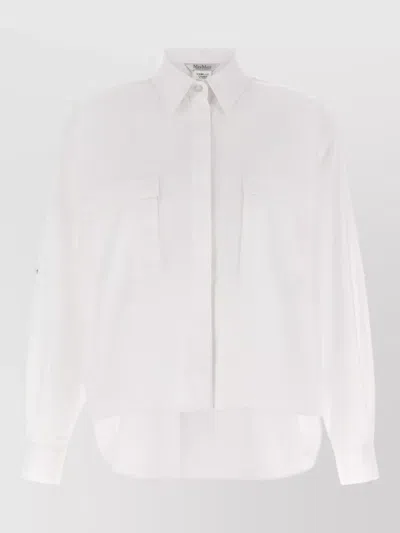 Max Mara Mxmtenue Collared Shirt Long Sleeve Pockets In White