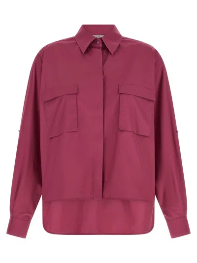Max Mara Classic Cotton Shirt With French Collar And Hidden Button Closure In Brown