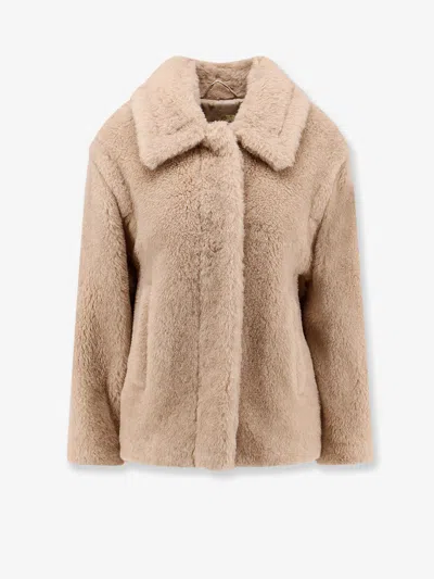 Max Mara Mxmtritone Alpaca, Virgin Wool And Silk Jacket In Sand