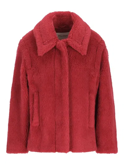 Max Mara Mxmtritone Collarless Jacket In Red