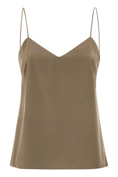 Max Mara Mxmunghia - Silk Canvas Top In Brown