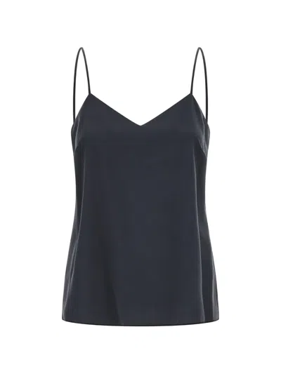 Max Mara Mxmunghia Top Dart Shaping Spaghetti Straps V Neckline In Blue