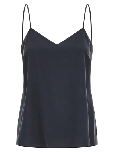 Max Mara Mxmunghia Top Dart Shaping Spaghetti Straps V Neckline In Blue