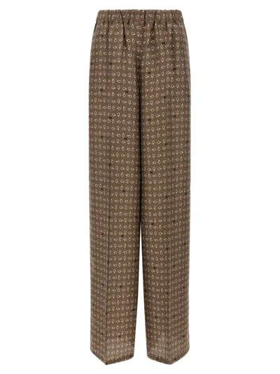 Max Mara Printed Silk Vischio Pant In Brown