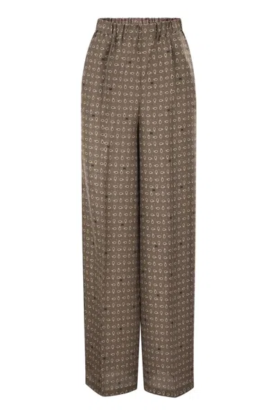 Max Mara Elasticated Patterned Trousers In Brown