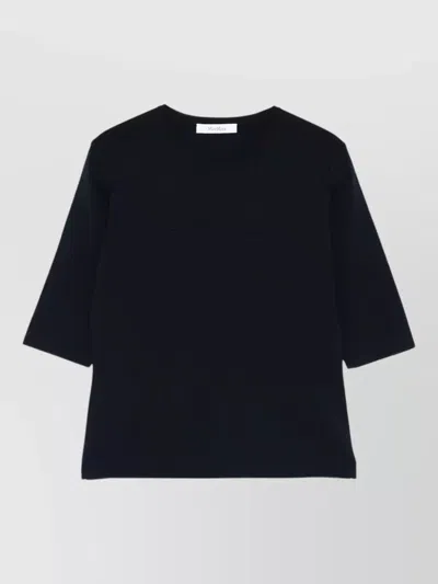 Max Mara Mxpauster Crew Neck Short Sleeve Top In Black