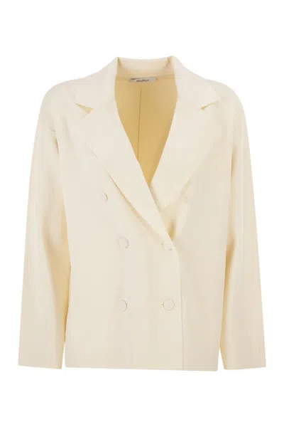 Max Mara Mxpcalte - Double-breasted Viscose Crêpe Jacket In Neutral