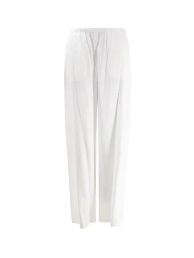 Max Mara Mxpdestino Linen And Viscose Trousers In White