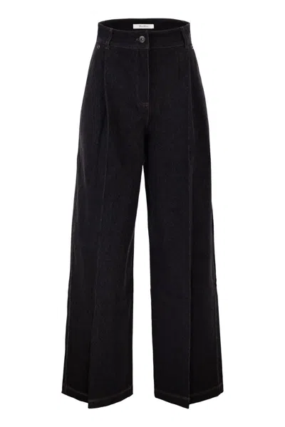 Max Mara "mxpetereo" Denim Jersey Trousers In Black