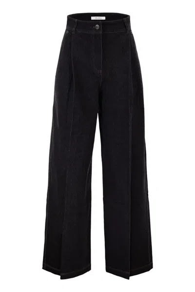 Max Mara "mxpetereo" Denim Jersey Trousers In Blue