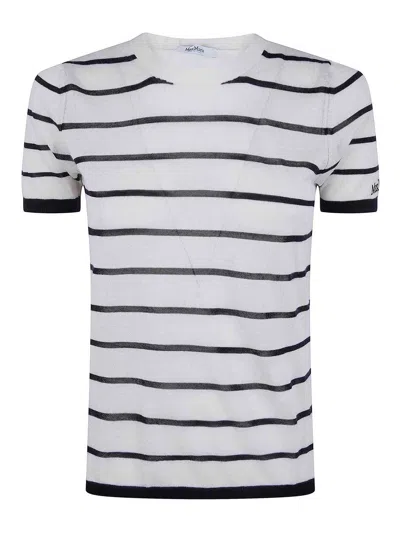 Max Mara Mxpfavetta Stripes Silk Cashmere Sweater In White