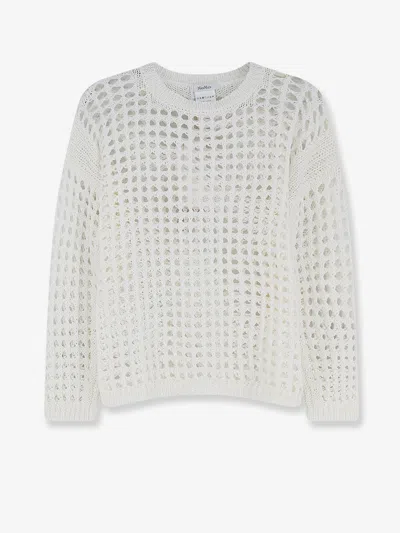 Max Mara Mxpfebe Perforated Cotton Sweater In White