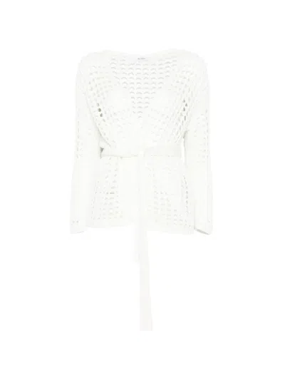 Max Mara Mxpgelo Openwork Cardigan In White