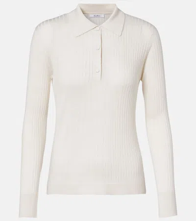 Max Mara Mxpgitano Cashmere And Silk Polo Sweater In White