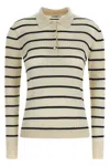 Max Mara Gitano Cashmere Silk Striped Collared Sweater In Brown