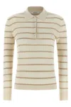 Max Mara Gitano Cashmere Silk Collared Striped Sweater In Blue