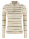 Max Mara Gitano Cashmere Silk Collared Striped Sweater In Multi