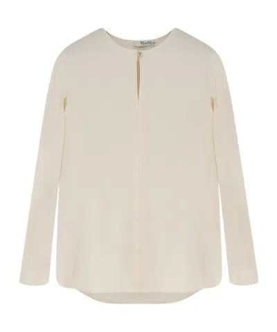 Max Mara Mxpmitico Long-sleeved Blouse In White
