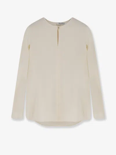 Max Mara Mxpmitico Stretch Silk Shirt In White