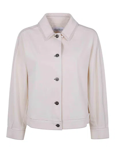 Max Mara Mxpnettare Denim Jersey Jacket In White