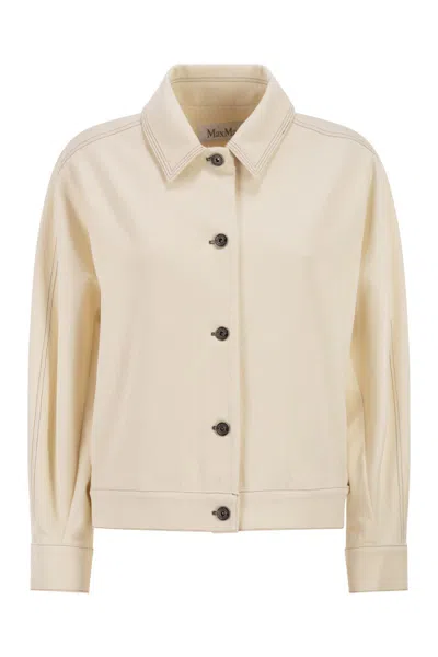 Max Mara Mxpnettare - Denim-effect Jersey Jacket In Neutral
