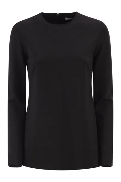 Max Mara Mxpneutro - Slim Fit Crew Neck Top In Black