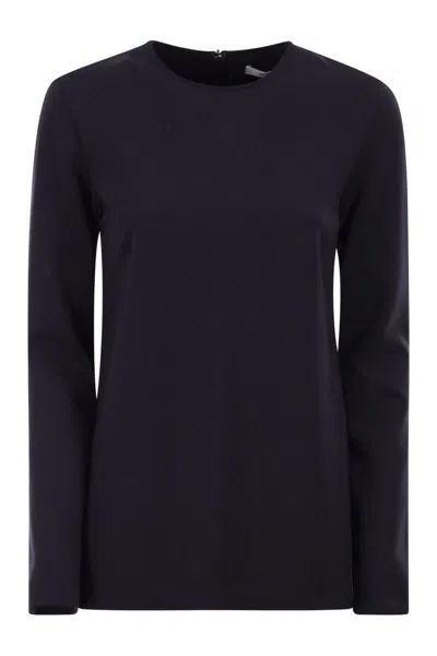 Max Mara Mxpneutro - Slim Fit Crew Neck Top In Blue