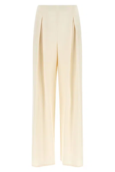Max Mara Ivory Stretch Satin Palude Palazzo Pant In Neutral