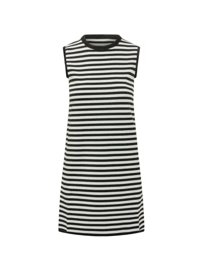Max Mara Mxprane Striped Sleeveless Mini Dress In Black