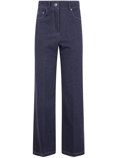 Max Mara "mxpribes" Denim Jersey Trousers In Blue