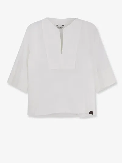 Max Mara Mxpsospiro Linen And Viscosa Shirt In White