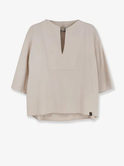 Max Mara Mxpsospiro Linen And Viscose Shirt In Nude