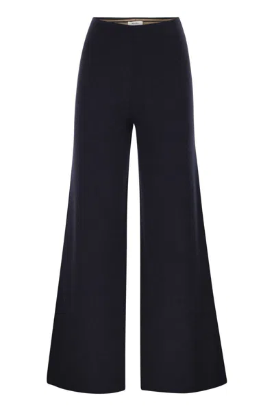 Max Mara Mxpstrillo - Viscose Crêpe Knit Trousers In Blue