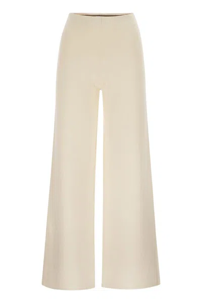 Max Mara Viscose Crepe Knit Trousers In White
